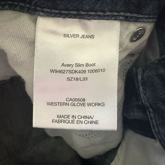 Silver distressed Avery Slim boot western 38x33 jeans - Picture 2 of 3